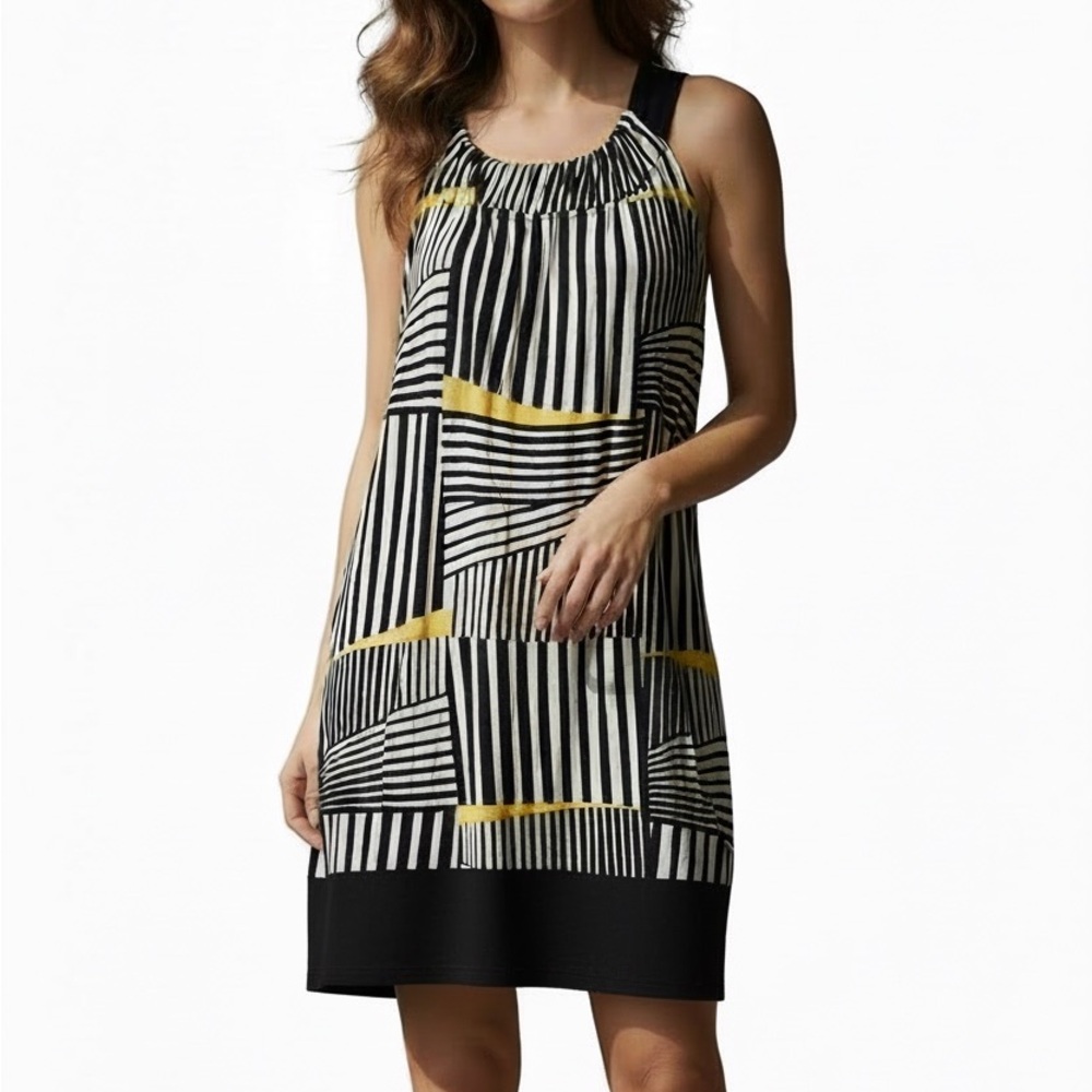 Enfocus Studio Black and White Dress with Yellow Highlights